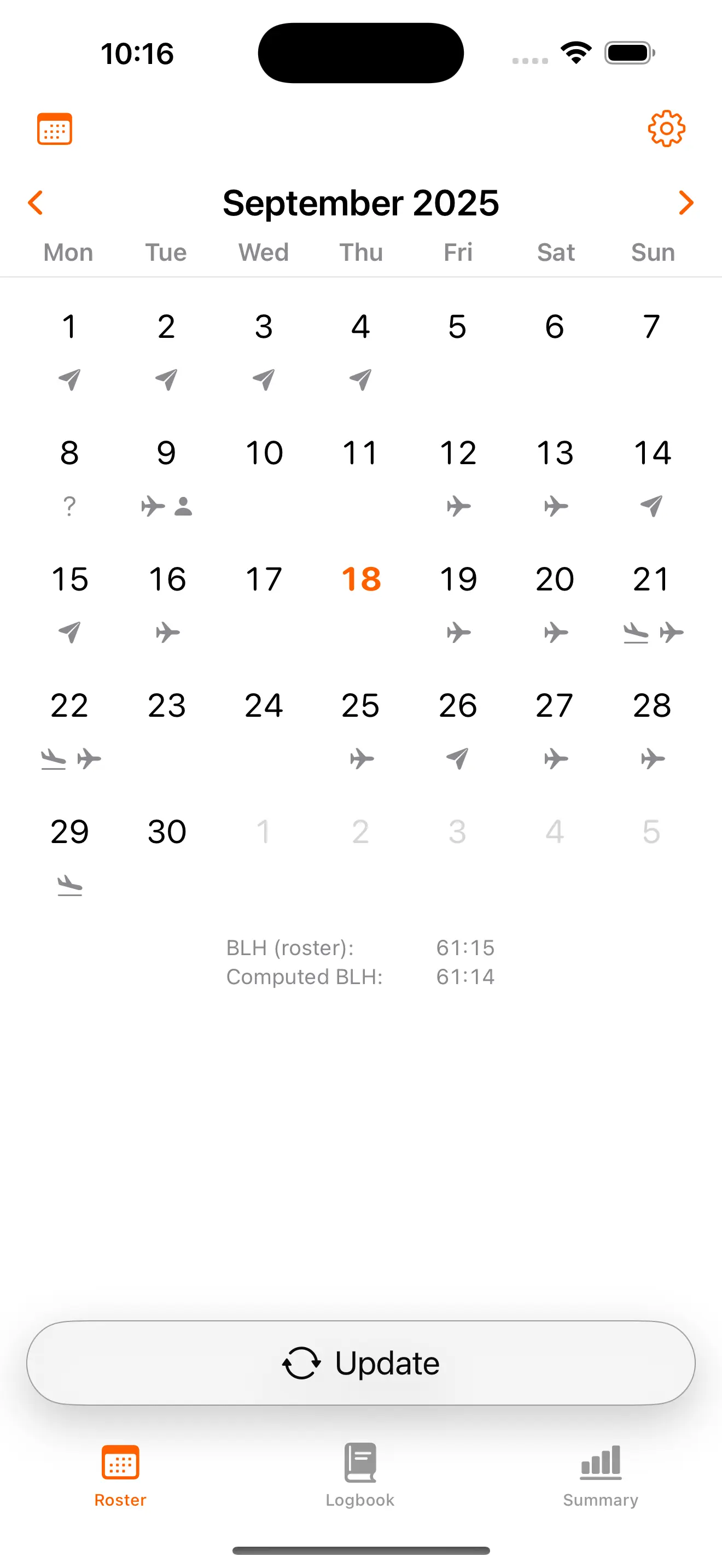 Dark theme month view
