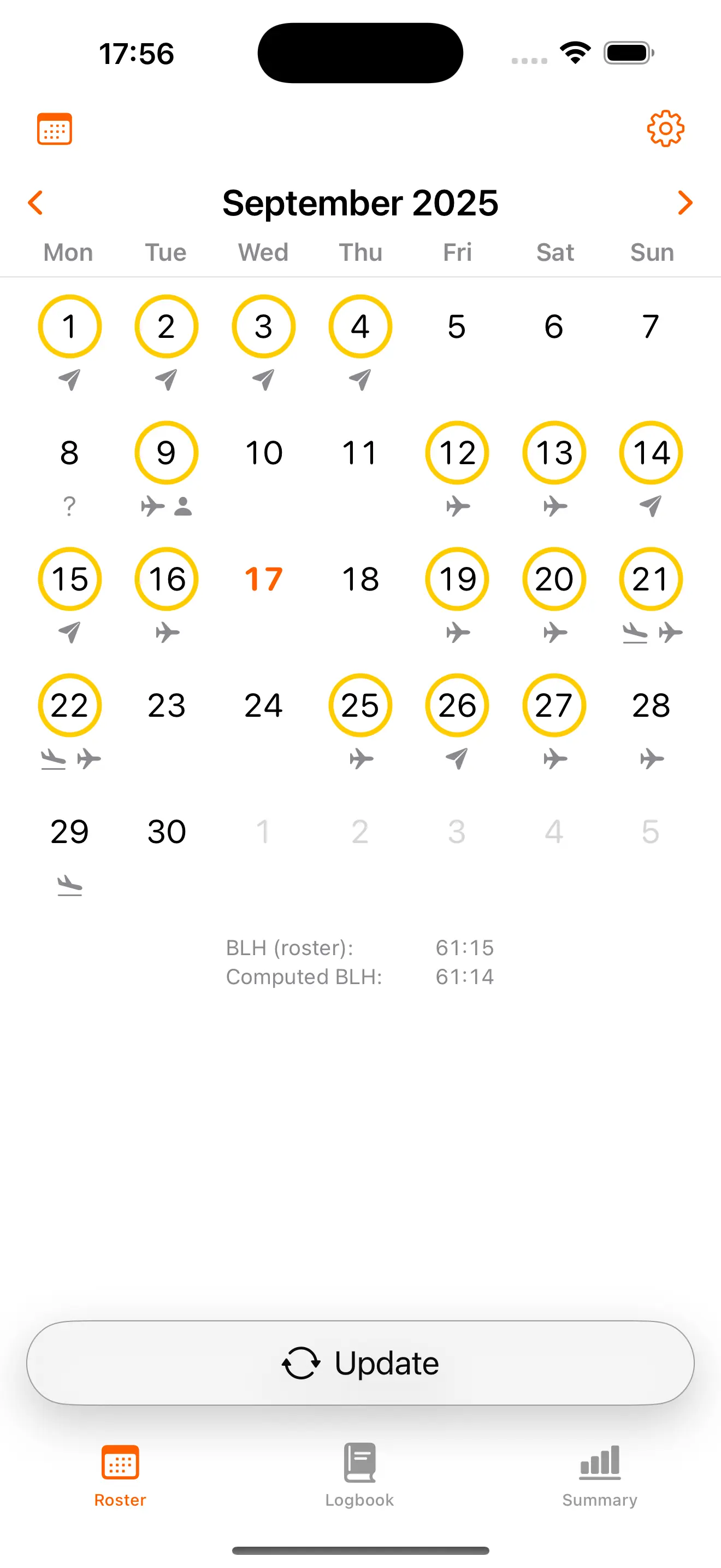 Dark theme month view