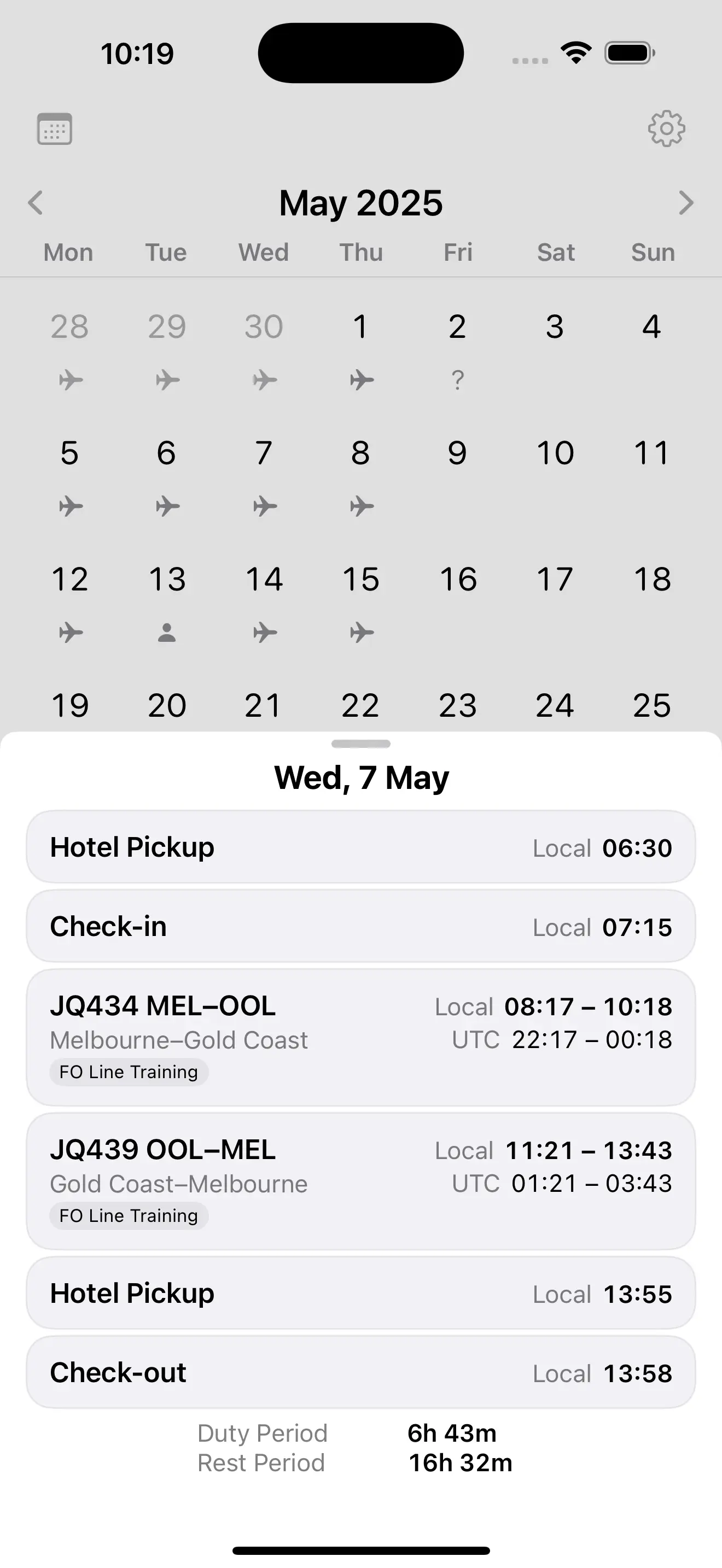 Light theme month view with change rings